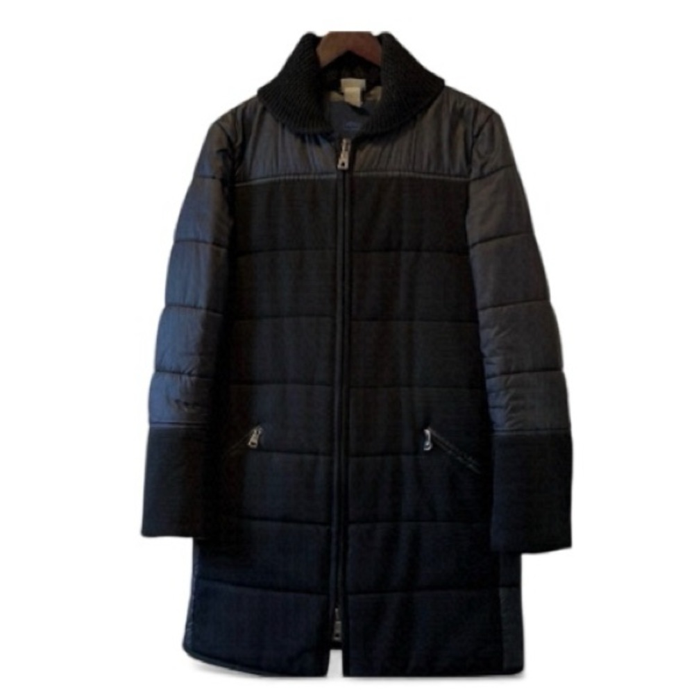 Blue les copains fabric and nylon car coat size medium.